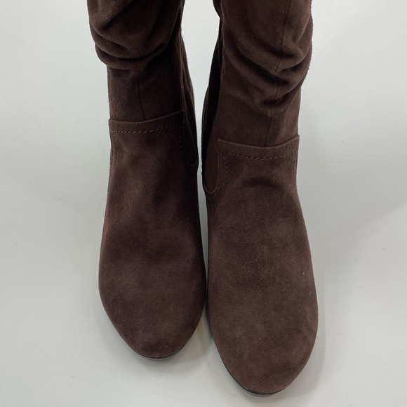 Blondo Slouch Brown Suede Heeled Boots 8 - Picture 3 of 12